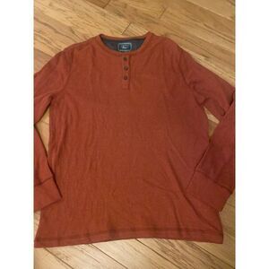 G.H. Bass & Co., men's orange cotton 1/4 button long sleeve pullover sz large